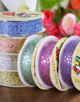 Lace Washi Tape, 6 Roll Lace Pattern Glitter Bling Self-Adhesive Tape Diamond Washi Tape Masking DIY Scrapbooking Lace Tape Sticker Color Random