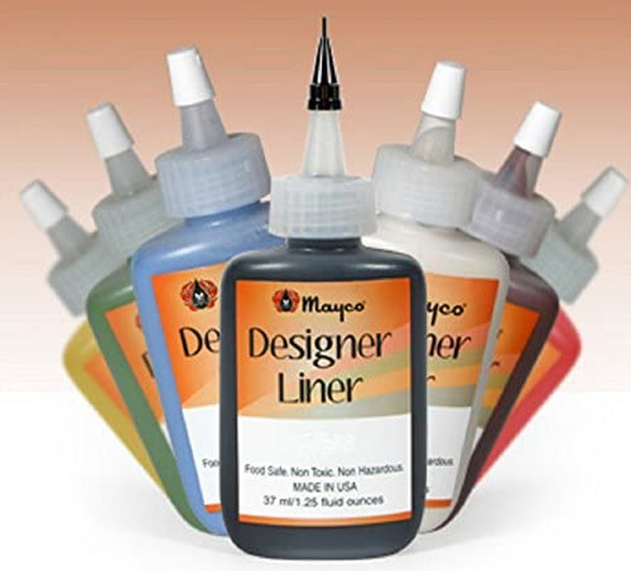 Designer Liner Ceramic Glaze Writers - 1.25 Ounce Each, Kit of All 10 Colors plus Free Instructional Booklet