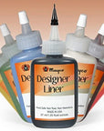 Designer Liner Ceramic Glaze Writers - 1.25 Ounce Each, Kit of All 10 Colors plus Free Instructional Booklet