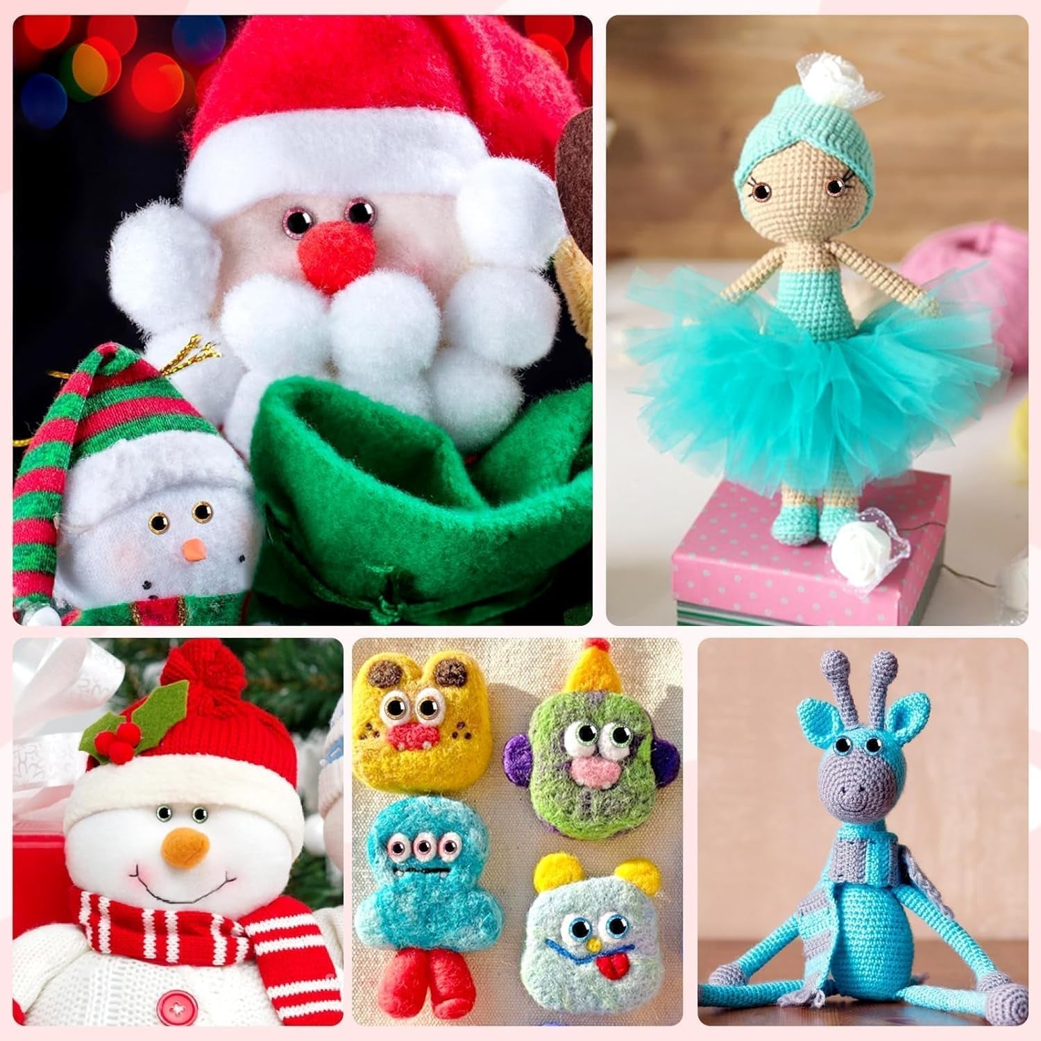 180 Pcs 3D Glitter Safety Eyes for Amigurumi with Washers 12-30Mm Trapezoid Safety Eyes for Crochet Animals Doll Eyes for Crocheting Stuffed Animal Eyes for DIY Christmas Decoration(6 Colors)