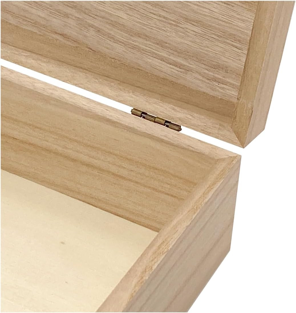 6 Pack Unfinished Wood Box with Lid Crafts Wooden Box for DIY Arts Project (8.3X6X2.7 Inches)
