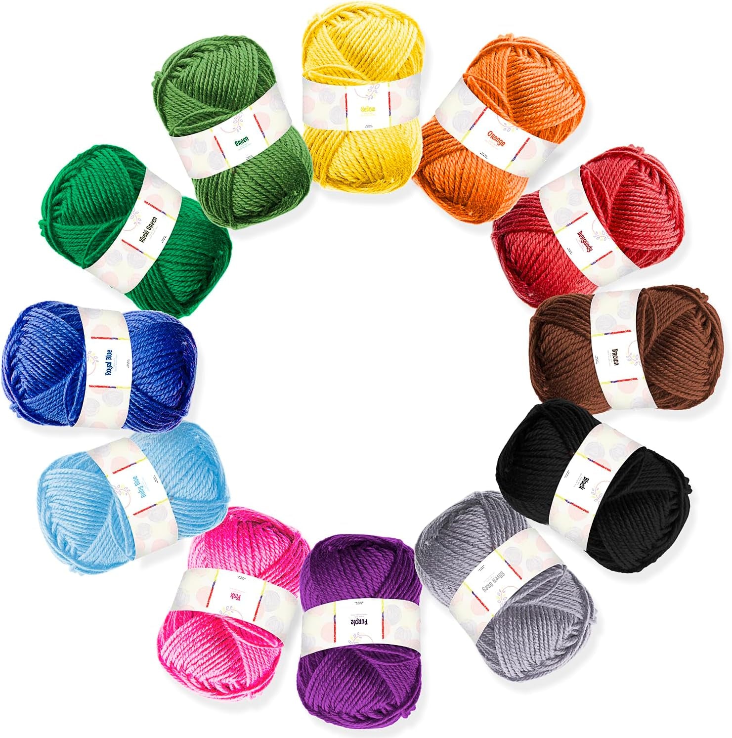 Soft Yarn 2400 Yards (24X50G), Acrylic Yarn for Crocheting &amp; Knitting, 24 Vivid Colors, Perfect for Crafts, Amigurumi Yarn Set