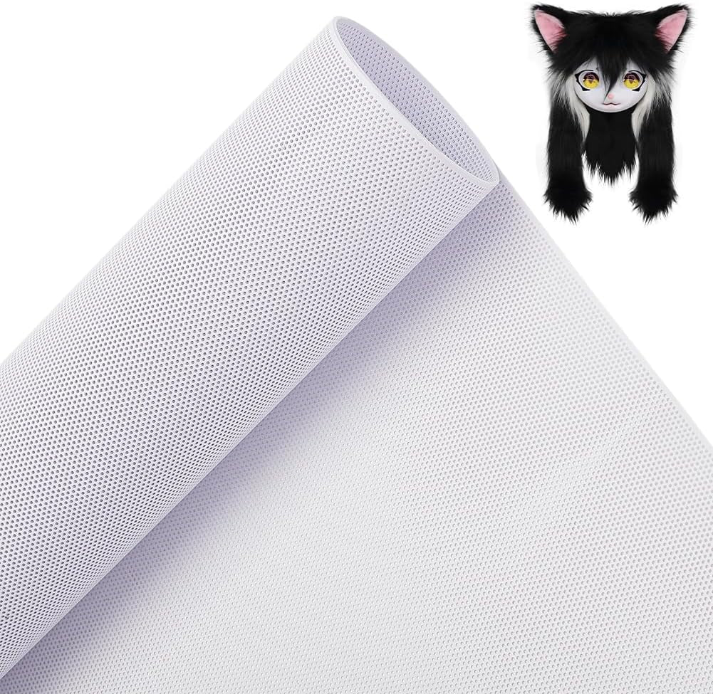 Custom Fursuit Eye Mesh, 39X11.8Inch White PVC Mesh Net 0.2Mm Thick Waterproof Printable Mesh for Furries Cosplay, Sculptures, Props, Fursuits, Craft Making, Hole: 0.8Mm