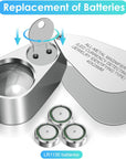 40X Jewelers Loupe Magnifier Magnifying Glasses, LED/UV Illuminated Jewelry Loop Pocket Folding Magnifying Glass with Metal Construction for Close Work, Gardening, Kids, Stamp, Rock Collecting