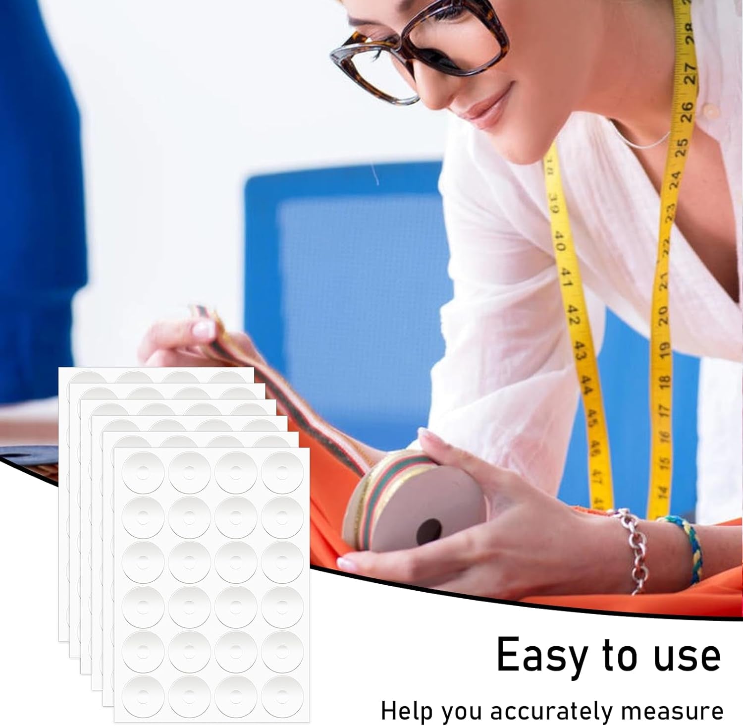 144Pcs Non-Slip Silicone Grips for Quilt Templates, Non-Slip Adhesive Rings, Quilting Rulers Sewing Rulers, Non-Slip Ruler Grip Rings, Adhesive Backing Rings Grips for Sewing Rulers