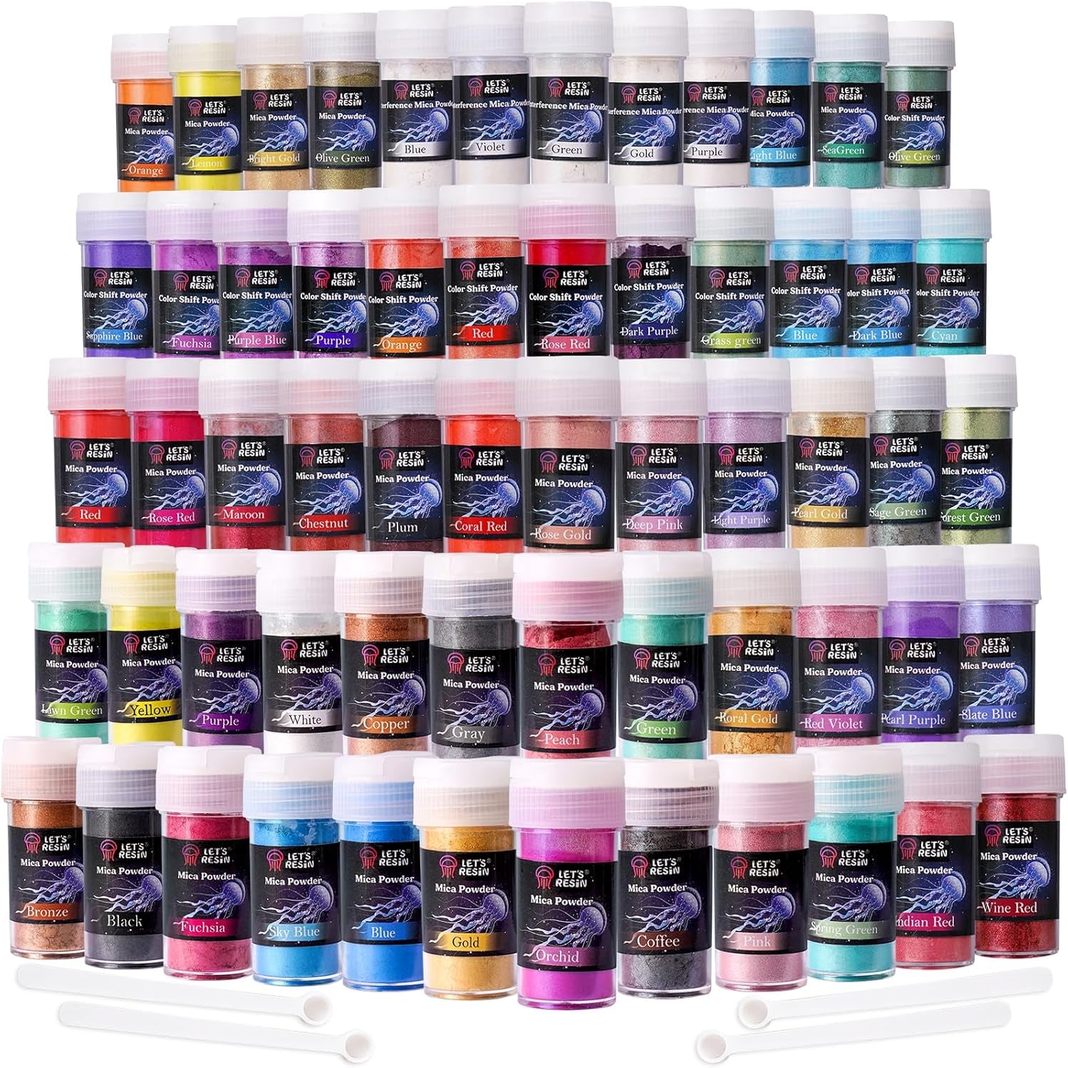 36 Colors Mica Powder, Mica Pigment Powder for Epoxy Resin/Uv Resin, Natural Colorant Dye for Soap/Candle Making, Lip Gloss,Nail Polish, Slime and Bath Bomb