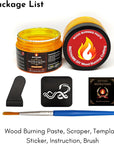 Wood Burning Gel Kit 4 OZ | Heat Activated Non-Toxic Paste for DIY Crafting, with Mini Scraper, Template Sticker, Paint Brush - Accurately & Easily Burn Designs on Wood, Canvas, Denim