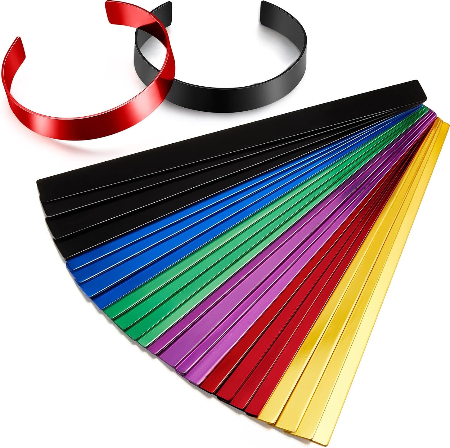 24 Pcs Anodized Aluminum Bracelet Blanks Metal Stamping Blanks Engraving Metal Stamp Bracelet Blanks for Bracelet Jewelry Making DIY Crafts Supplies, 7 X 0.5 X 0.05 Inches, 6 Colors