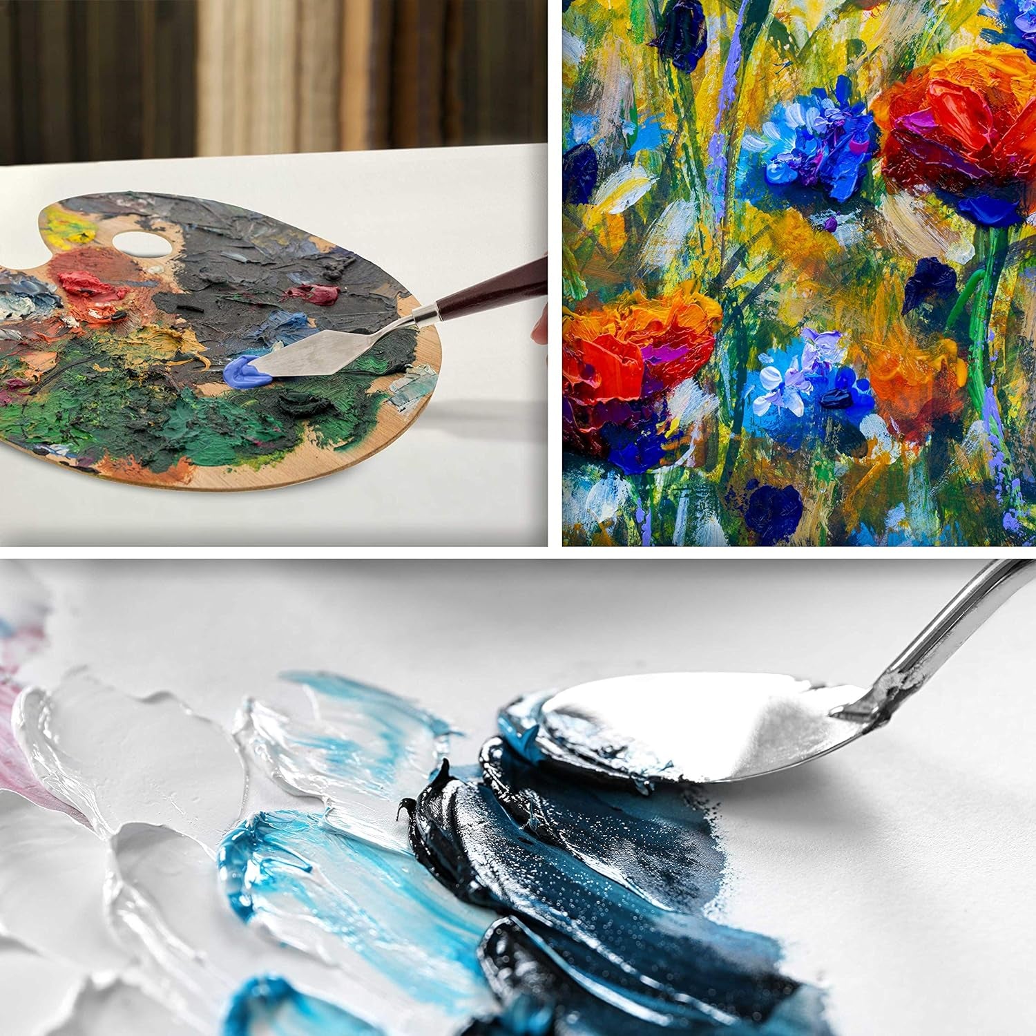 5-Piece Stainless Steel Palette Knife Set - Flexible Spatula Painting Knives for Color Mixing, Spreading, Applying Oil &amp; Acrylic Paint on Canvases, Cake Icing, 3D Printer Removal Tool