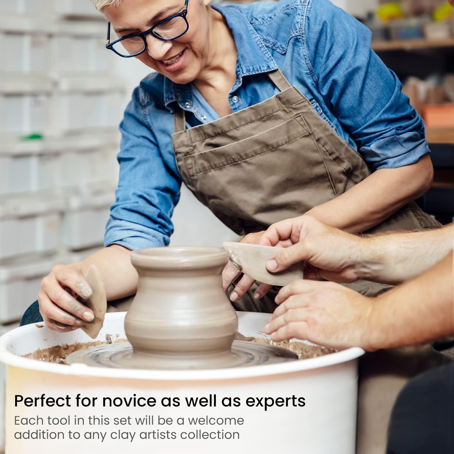 Pottery & Polymer Clay Tools, 42-Piece Sculpting Set, Steel Tip Pottery Tools with Wooden Handles, Craft Kit for Pottery Modeling, Carving