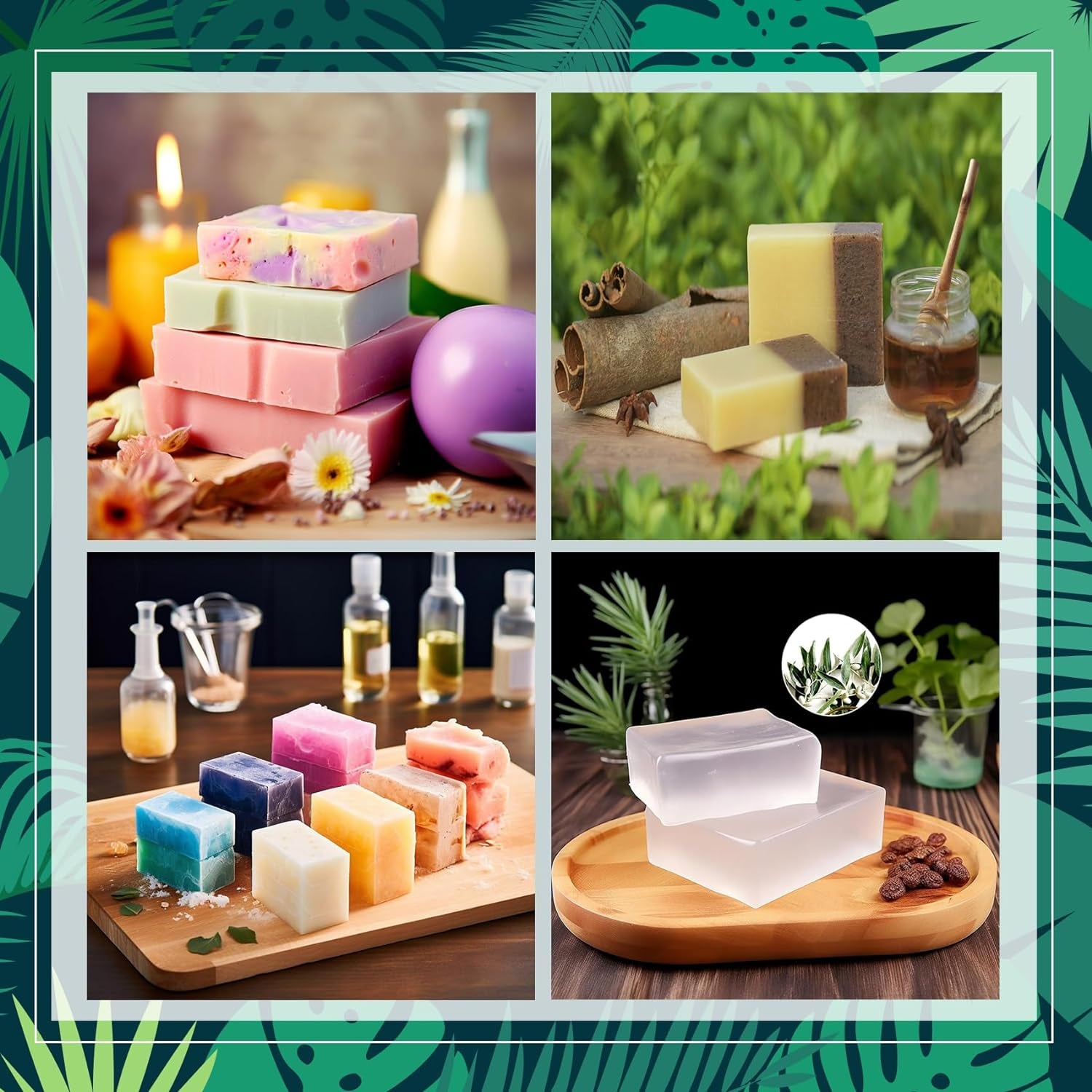 1LB &amp; 2LB Unscented Glycerin Soap Base DIY Handmade Soap Moisturizing Melt and Pour Soap Base for Crafting, Vegetable Glycerin &amp; Coconut Oil, Easy to Cut (Transparent, 2LB)