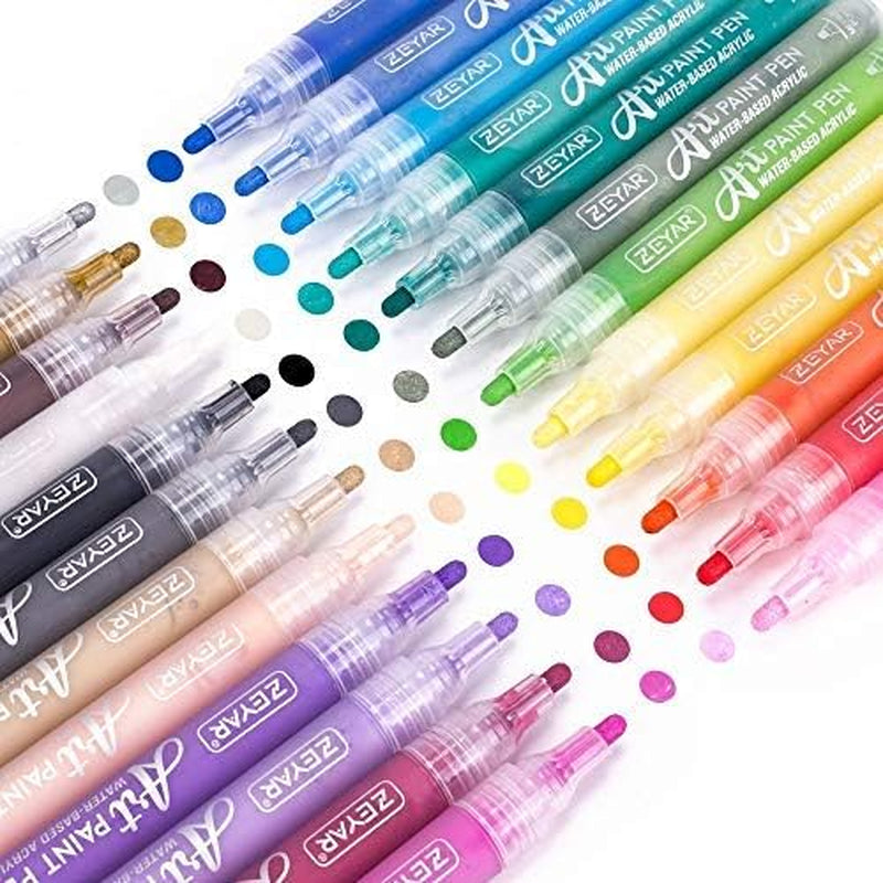 Acrylic Paint Pens for Rock Painting, 24 Colors, Water Based Medium Point, AP Certified, Assorted Colors,Odorless,Acid Free,Non-Toxic and Safe to Use