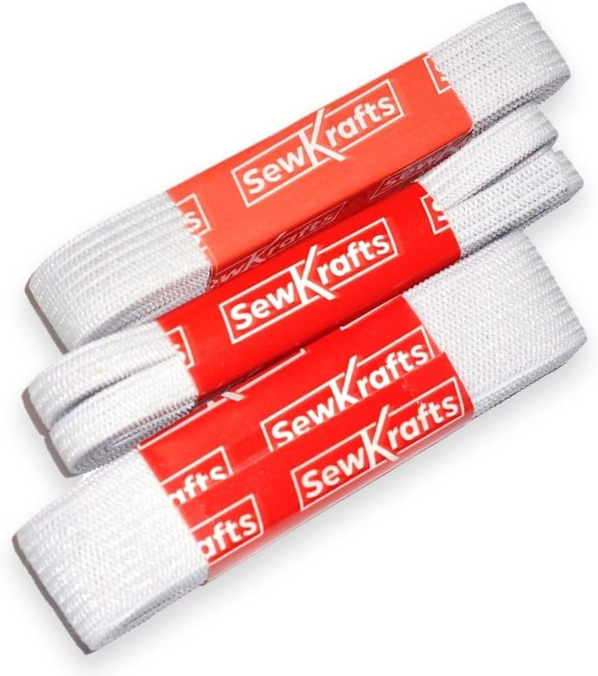 Knit Elastic - 3 Pack - 1/4" X 90", 1/2" X 45" and 3/4" X 36", Elastic for Sewing, White Elastic Bands for DIY Projects, Used on Waistbands, Sleeves, Necklines, Skirts, Swimwear, Leg Bands