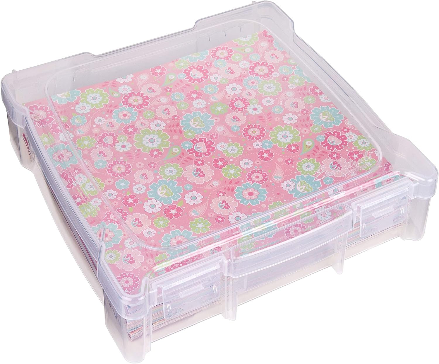 6912AB Essentials One-Compartment 12" X 12" Box, Art &amp; Craft Organizer, [1] Plastic Storage Case, Clear, 14.125" X 13.625" X 3"