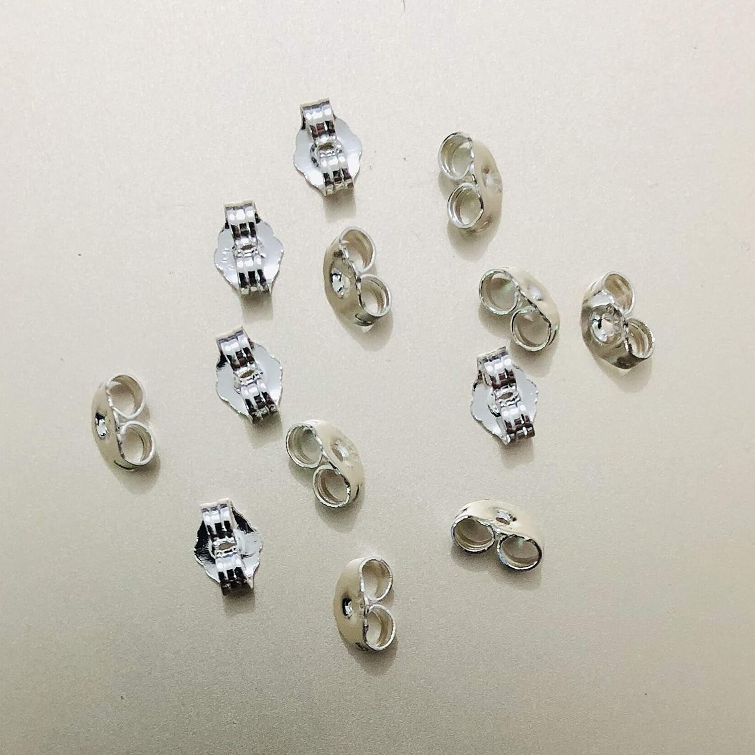 12Pcs/6 Pairs 925 Sterling Silver Earring Backs Replacement Secure Ear Locking for Stud Earrings Ear Nut for Posts, 5X6Mm