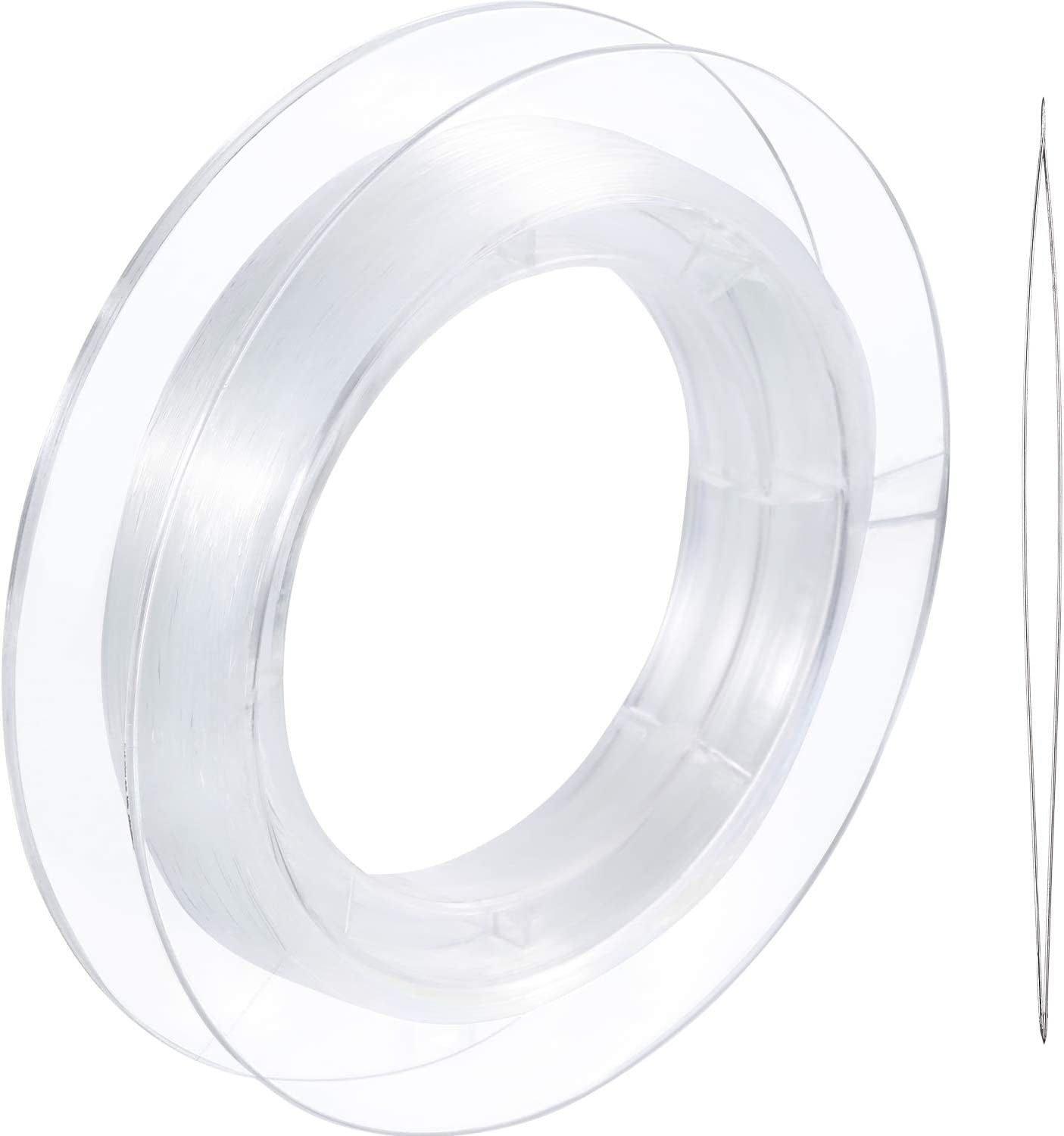 200 M Clear Nylon Invisible Thread String for Hanging Christmas Ornaments, Bracelet Making, Sew Hobby, Clear Beading Thread with Bead Needle (0.25Mm)