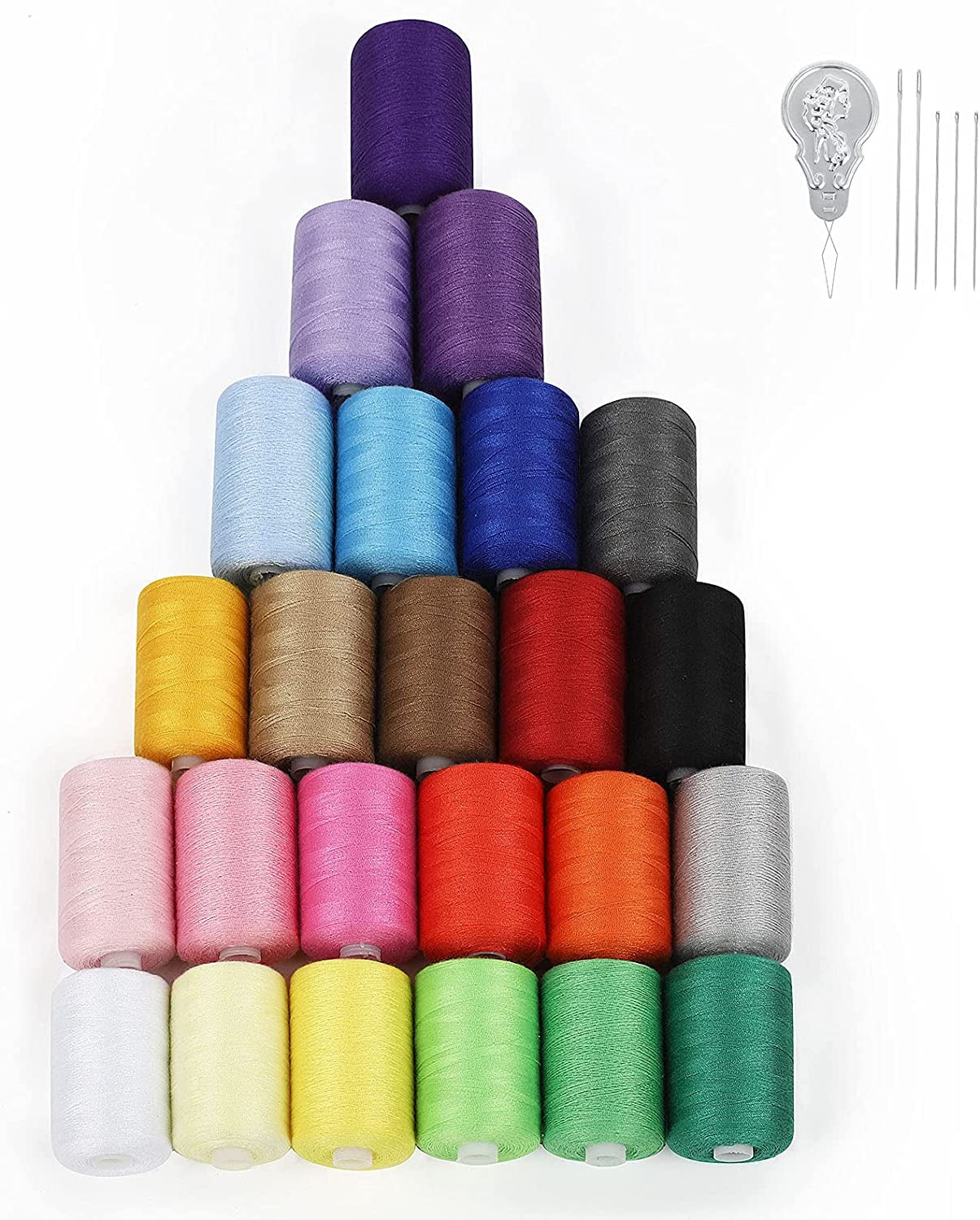 Sewing Thread Assortment Cotton Spools Thread Set for Hand & Machine Sewing, Quilting, Embroidery - 24 Colors 1000 Yards Each