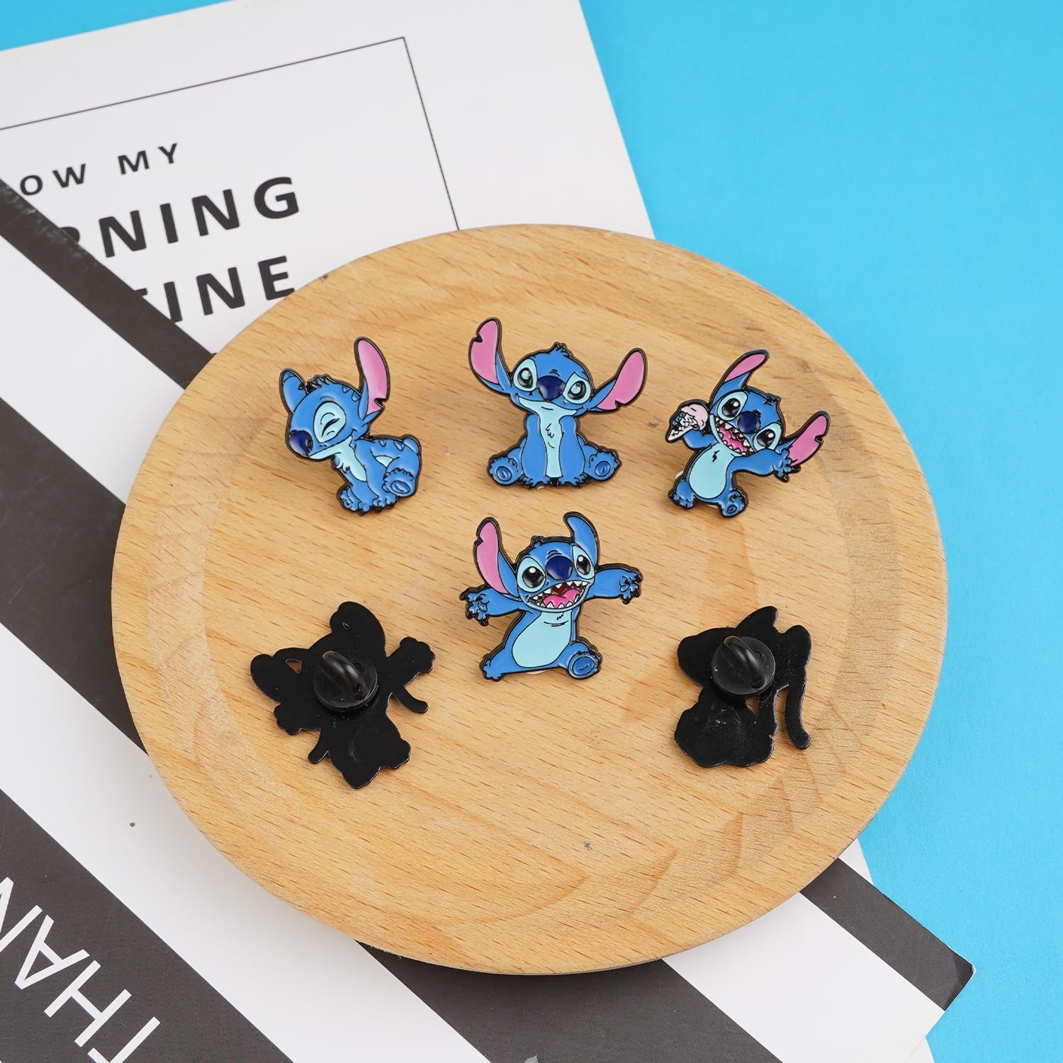6 Pcs Stitch Pins Cartoon Anime Enamel Pins for Clothing Backpack Hat Decoration Gift for Girls