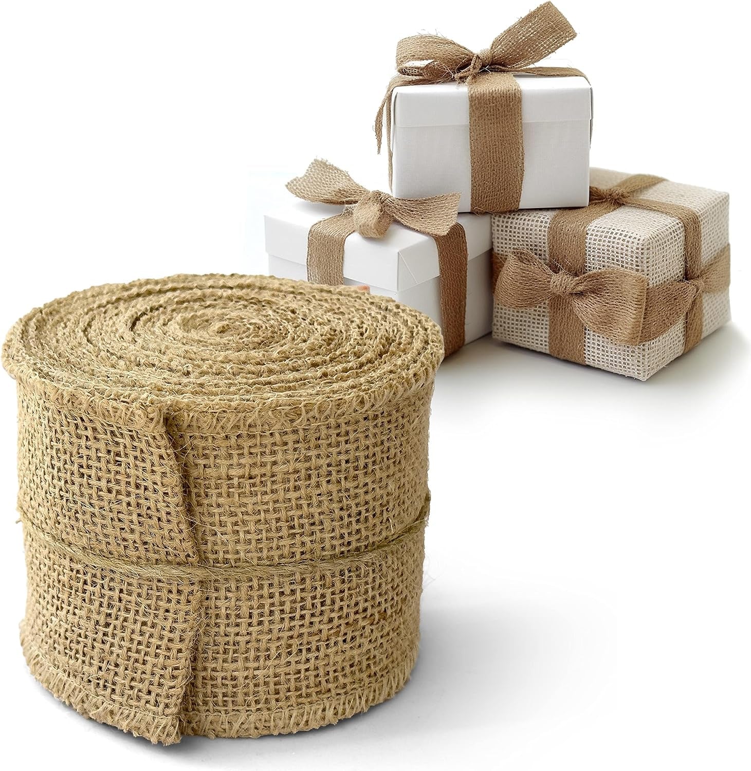 Burlap Ribbon 3 Inch Wide - Burlap Roll Fabric Ribbon, 10 Yard Burlap Ribbon for Crafts, Burlap Flower Wrap, Rustic Ribbon for Gifts, Holidays and Decorations