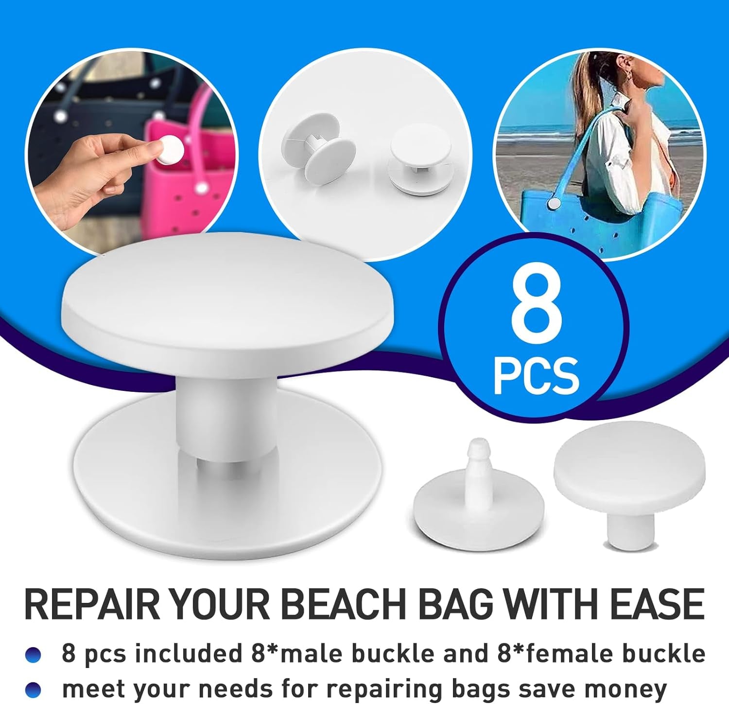 8 Pcs Replacement Buttons Compatible with Bogg Bag - Fix Your Bag Easily Perfect Accessory for Bogg Bag Handles - Say Goodbye to Struggling with a Broken Bag