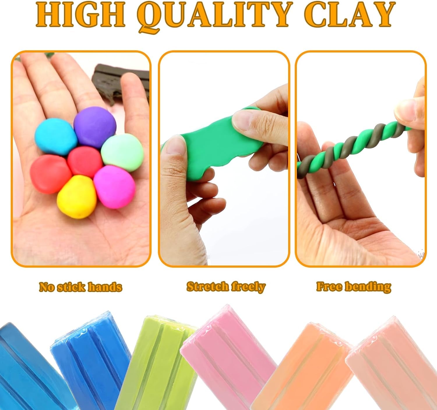 Polymer Clay 50 Colors,  Oven Bake Clay for Kids, Sculpey Clay Kit with DIY Kits for Adults, Modeling Clay for Earring Makeing, Jewelry Making