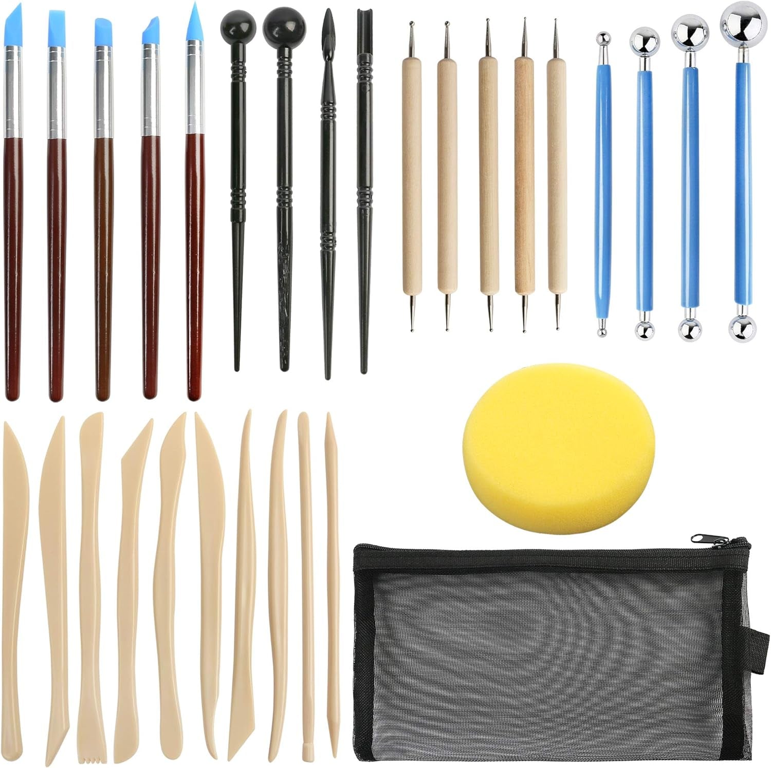Polymer Clay Tools, 30PC Modeling Clay Tools, Ceramics Clay Sculpting Kit, Air Dry Clay Tool Set, Baking, Carving, Drawing, Dotting, Molding, Painting