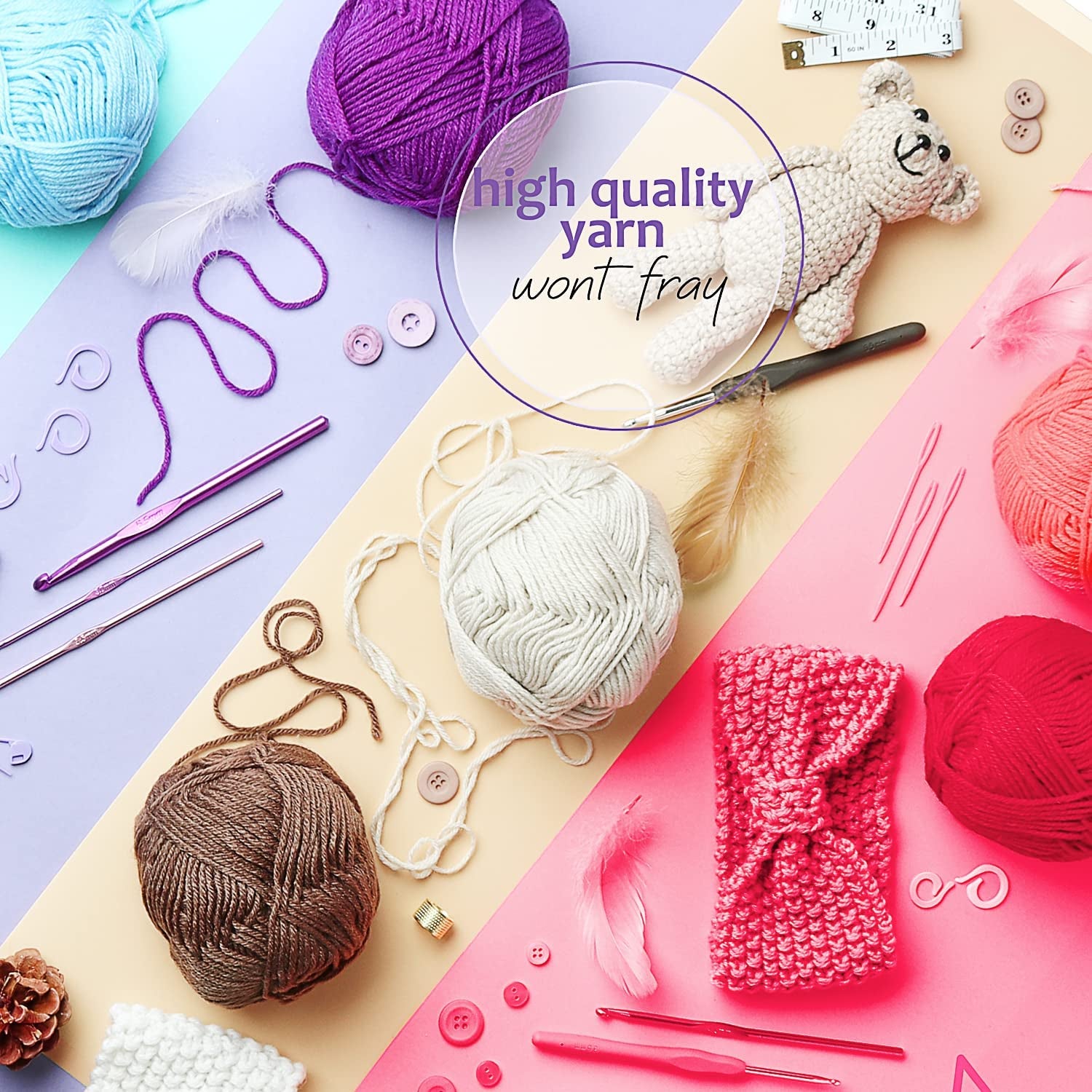 Soft Yarn 2400 Yards (24X50G), Acrylic Yarn for Crocheting & Knitting, 24 Vivid Colors, Perfect for Crafts, Amigurumi Yarn Set