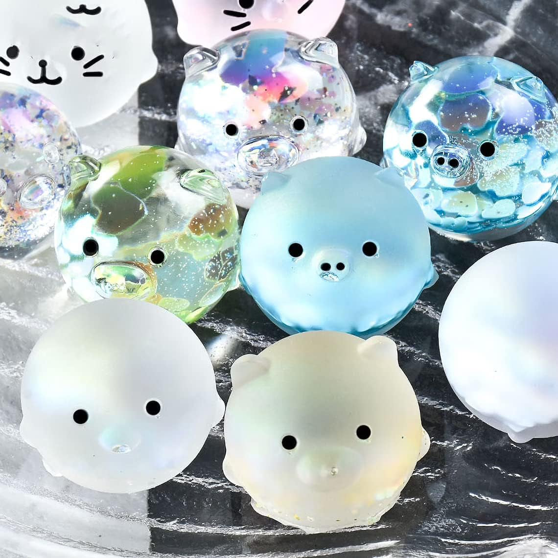 2Pcs Silicone Resin Molds for Jewelry Keychain Pendent Necklace, Cute Animal Orbs Piglet Chicken Bear Shape Ornaments Casting Molds for UV Resin Crafts, DIY Jewelry Making (Mirror &amp; Matt)