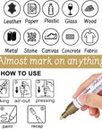 Gold and Silver Paint Marker Pens - 6 Pack Permanent Oil Based Metallic Paint Pen, Medium Tip, Quick Dry and Waterproof Markers for Stone, Wood, Metal, Plastic, Canvas, Glass, Ceramics, Rubber, Stone