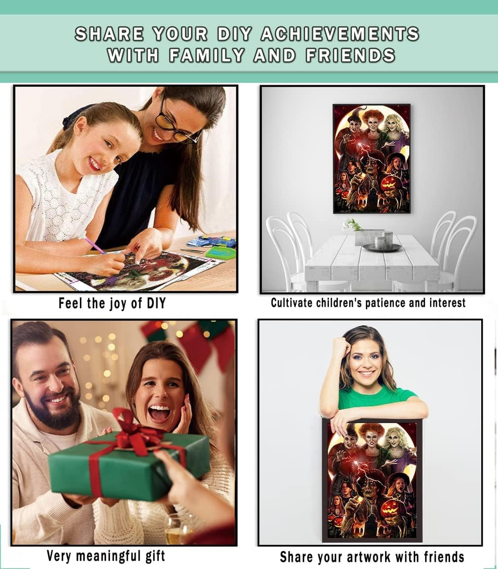 Diamond Painting Kits for Adults,Diamond Art Halloween HD Canvas DIY 5D Full Drill round Crystal Rhinestone Gem Arts Dots Diamonds Craft Paint for New Home Wall Decor - Season of the Witch 12 X 16 In