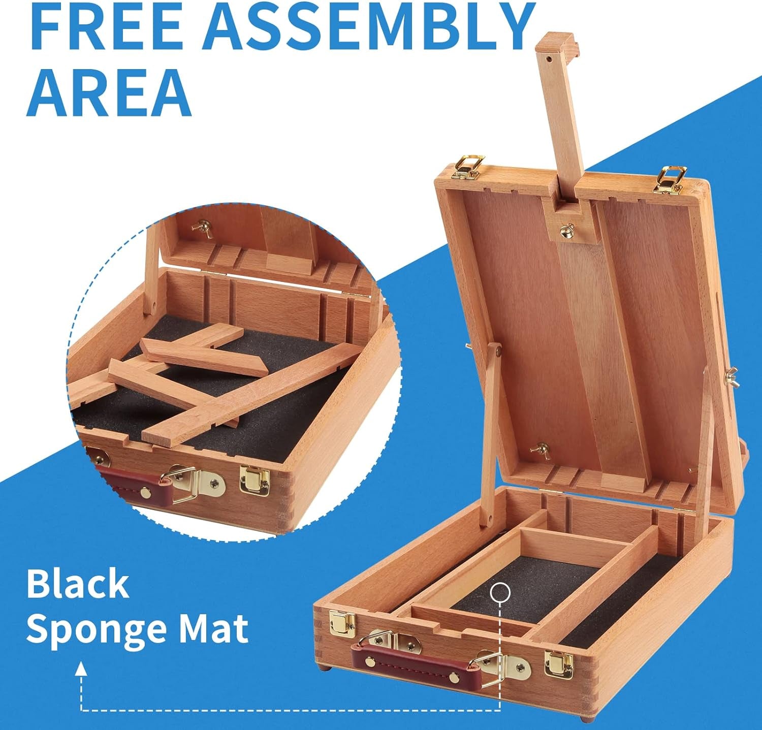 Wooden Tabletop Easel, Solid Wood Sketchbox Desktop Easel for Painting, Portable Art Drawing Easel for Beginners and Professionals