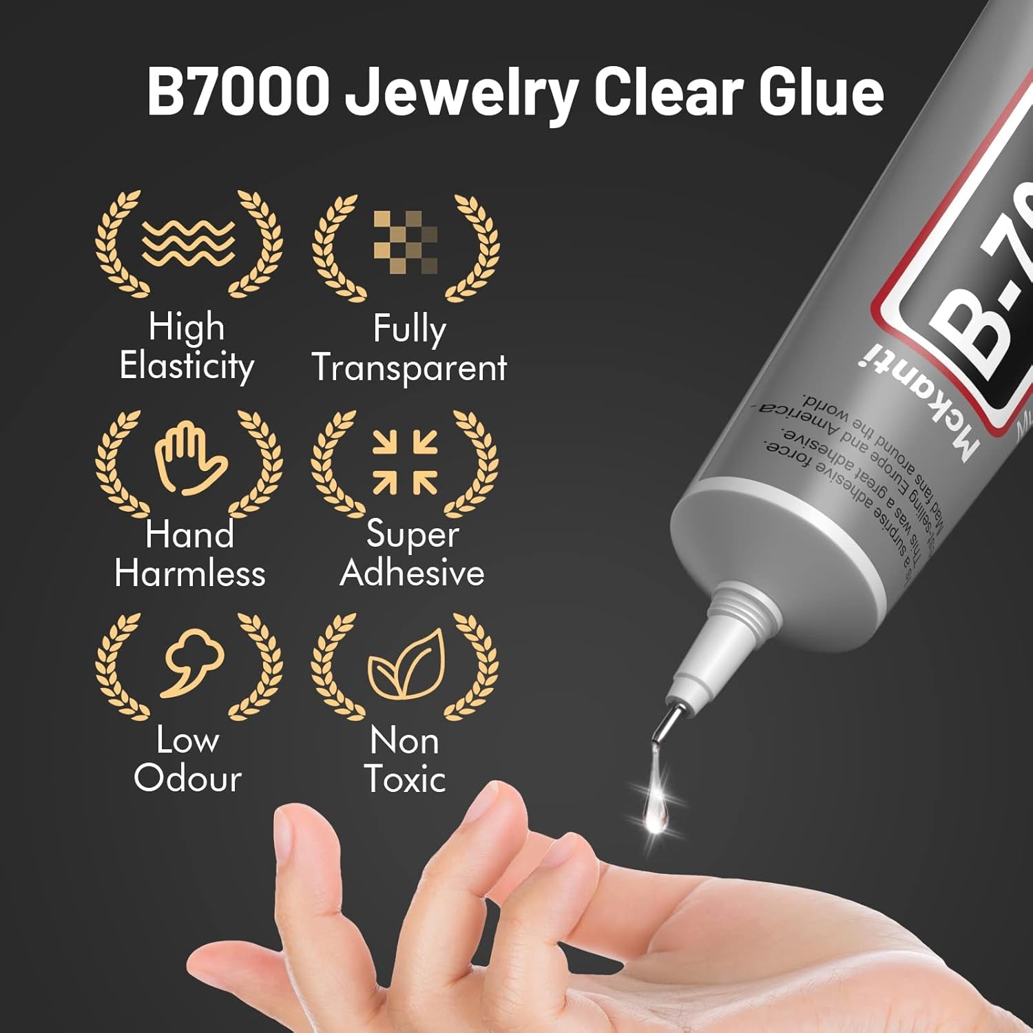 Upgrade B-7000 Jewelry Bead Glue for Crystal Rhinestone, Clear Fabric Glue 3Pcs 25Ml 0.9 Fl Oz Multipurpose Adhesive for Rhinestone Crafts Fabric Metal Stone Nail Art Wood Glass(75Ml / 2.7Oz in Total)
