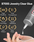 Upgrade B-7000 Jewelry Bead Glue for Crystal Rhinestone, Clear Fabric Glue 3Pcs 25Ml 0.9 Fl Oz Multipurpose Adhesive for Rhinestone Crafts Fabric Metal Stone Nail Art Wood Glass(75Ml / 2.7Oz in Total)