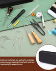 Upholstery Repair Kit, 48Pcs Leather Sewing Kit with Upholstery Thread, Sewing Awl, Seam Ripper, Needles, Thimble Leather Stitching Kit for Carseat Carpet Shoes Backpack Repair DIY Crafting