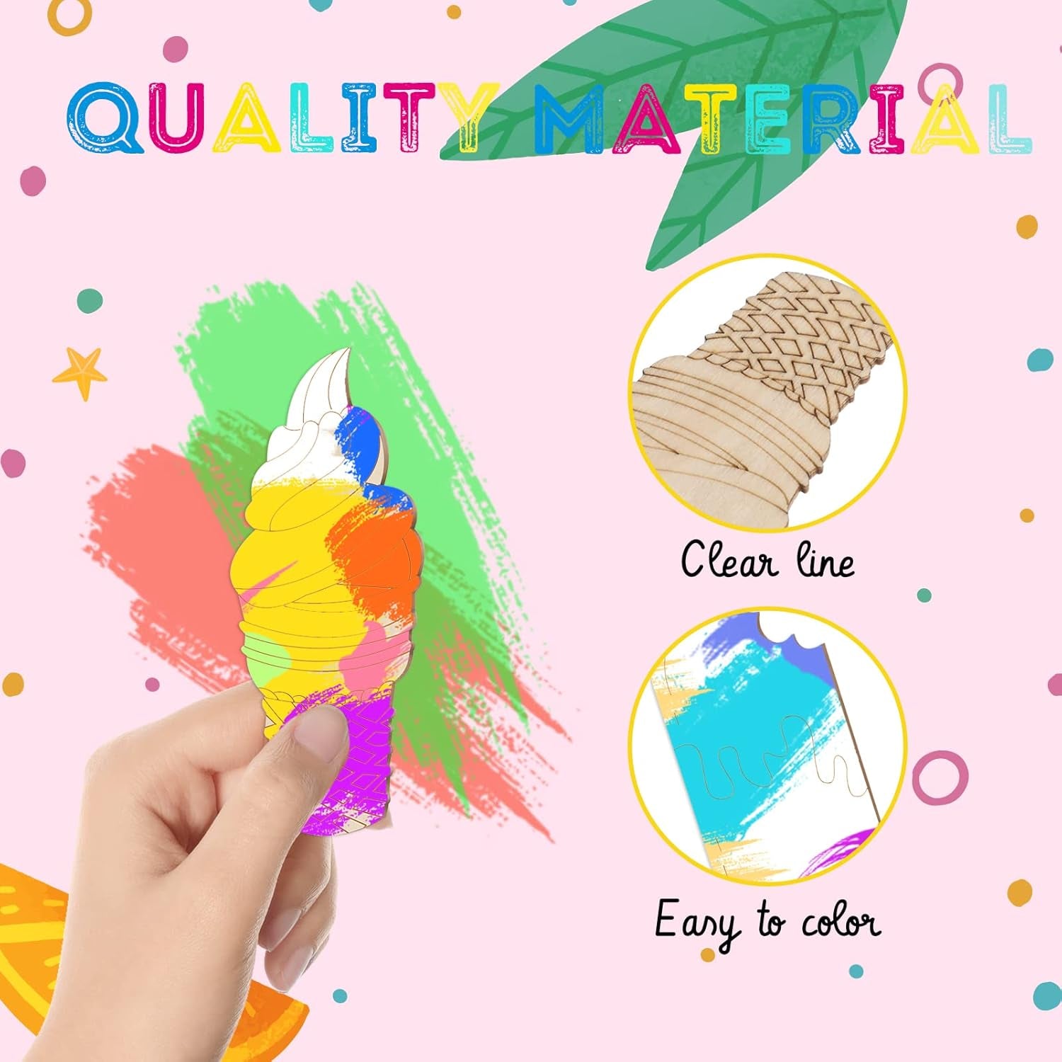 Unfinished Ice Cream Wood Cutouts Summer Crafts Bulk DIY Wood Cutouts Ice Cream Wooden Crafts Ice Cream Party Decor for Art Paint Birthday Ornaments, 6 Styles