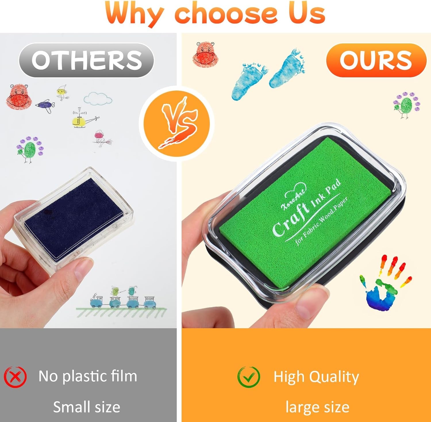 Large Finger Ink Pads for Kids Washable Craft Ink Stamp Pads, 16 Color DIY for Rubber Stamps, Paper, Scrapbooking, Wood Fabric, Best Gift for Kids(3.27"X4.39")