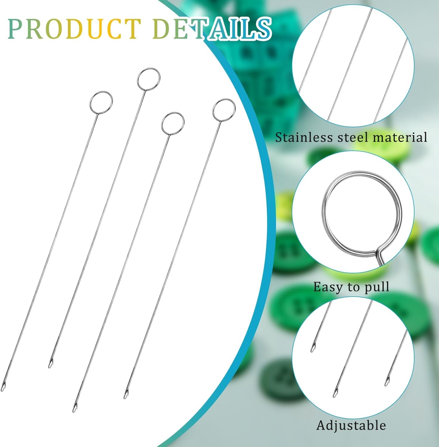 Loop Turner Sewing Tool, 4 Pieces Sewing Loop Turner Hook, Needle Hook, Crochet Sewing Supplies,Sewing Concepts, Tongue Crochet Tools,Needle Hooks with Latch for Fabric Tube Strips DIY(10.4 Inch)