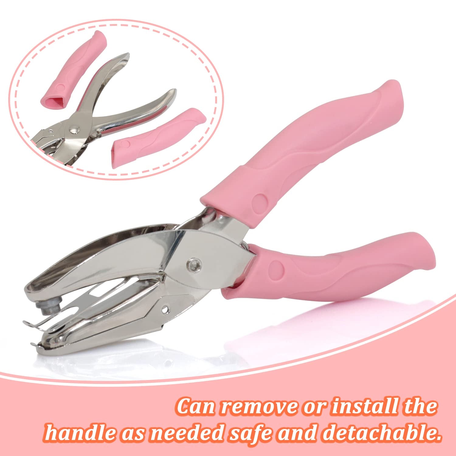 3 Pieces Metal Handheld Paper Punch Single-Hole Tag Punch Set with Plastic Handle for Circle Holes for DIY Craft Tag