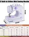 Sewing Machine Portable Mini Electric Sewing Machine for Beginners 12 Built-In Stitches 2 Speed with Foot Pedal，Light, Storage Drawer.