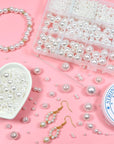1400Pcs White Pearl Beads for Jewelry Making 3Mm to 14Mm Plastic Pearl Beads Loose round Faux Pearl Beads with Holes for DIY Crafts Earring Necklace Vase Filler and Home Decoration