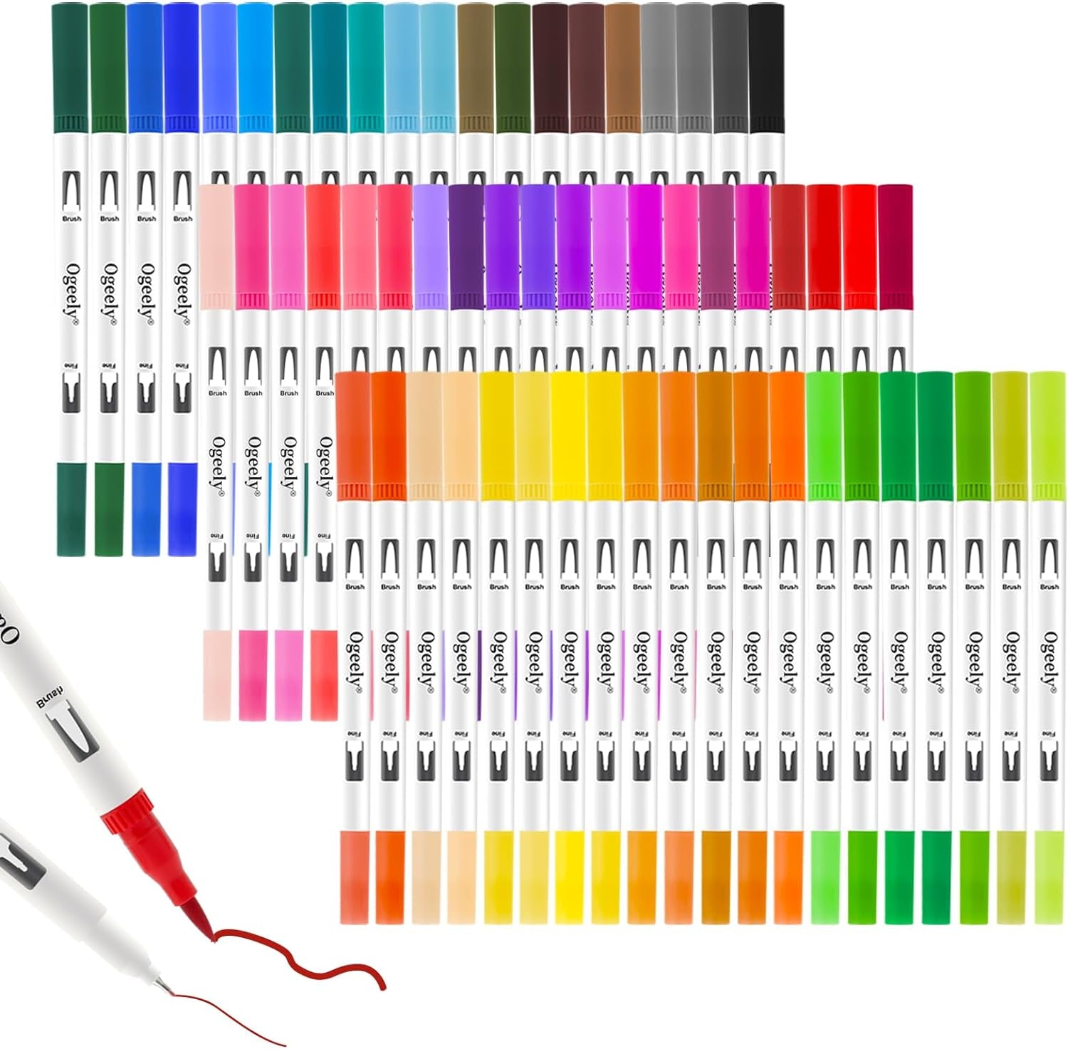 Art Markers 60 PCS Dual Brush Pens for Coloring, Colored Marker Pen Set with Fine & Brush Tip Art Supplier for Kids Adults Drawing, Journaling Note, Coloring Books…