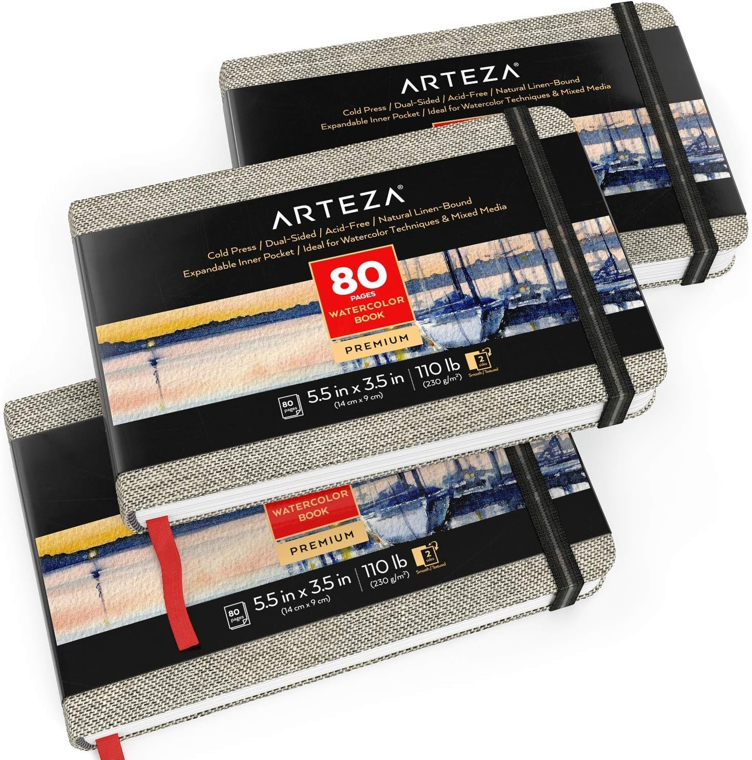 Watercolor Book, Pack of 3, 80 Pages Each, 3.5X5.5 Inch Watercolor Notebook, 110Lb/230Gsm Water Color Paper