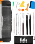 23PCS Weeding Tools for Vinyl, Craft Weeding Tools Set with 12Inch Paper Cutter and Trimmer for Scrapbooking,Silhouettes,Cameos,Lettering,Cutting,Craft Paper, Labels and Cardstock(Black)