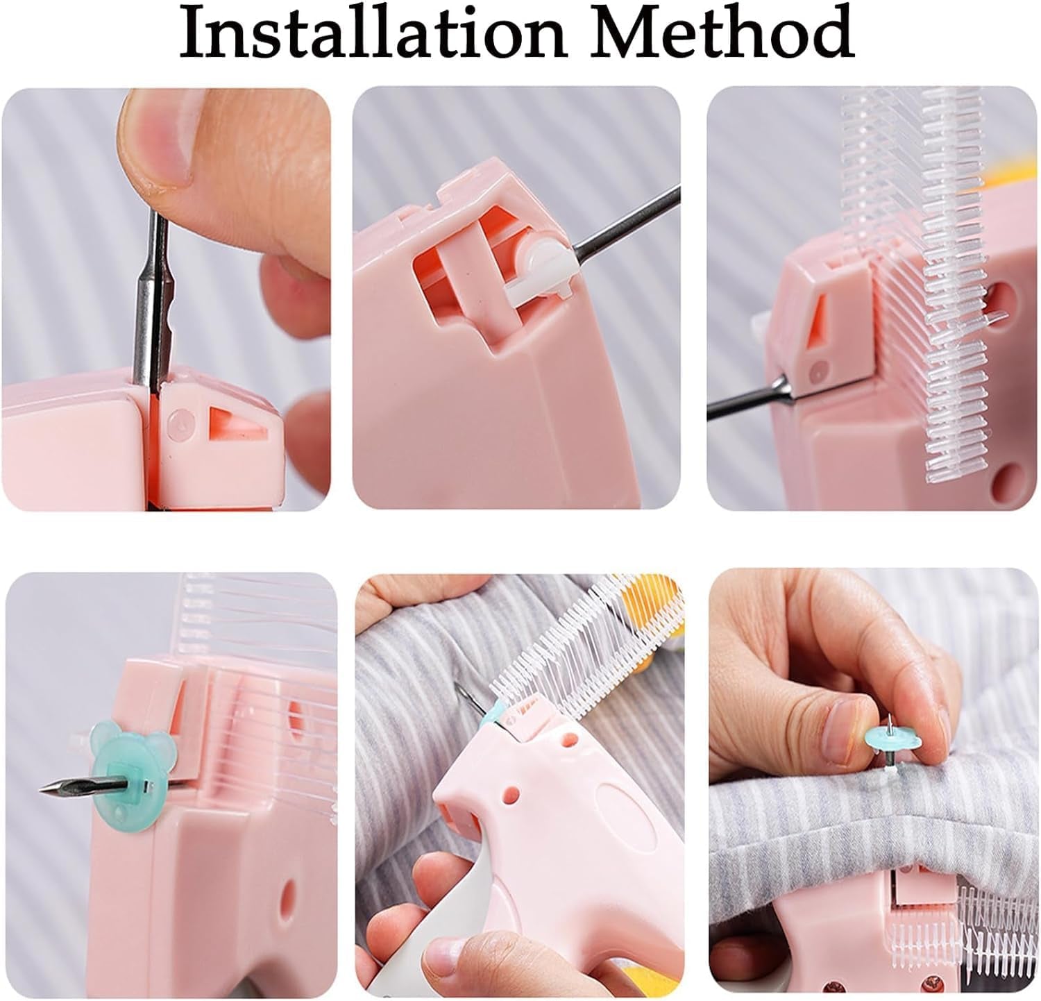 Quick Clothing Fixer, Quick Clothes Fixer, Quick Clothing Fixer Gun, Mini Quick Repair Garment Sewing Machine, Instant Buttons Garment Connector with Buckles Needles (1-Pink)