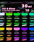 Glow in the Dark Paint, 60Ml/2Oz Neon Glow Acrylic Paints, 2IN1 Paint,Charge-Glow& UV Activated for Outdoor Rocks, DIY Craft,Canvas,Holiday Decor,Christmas,Kids,Adults