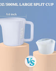 17OZ/500ML Split Cup with Handle, Thicken & Easy Clean Split Cups for Paint Pouring with 5 Channels, Silicone Reusable Fluid Art Split Cups for Acrylic Paint, Resin Molds, Epoxy Resin Art