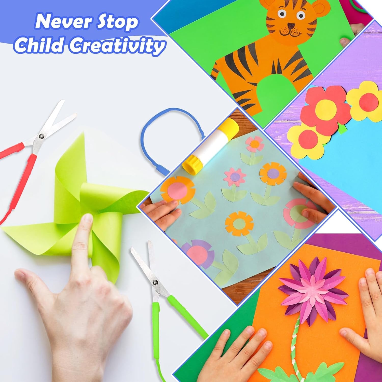 3Pcs Loop Scissors,  7.8 Inch Spring Scissors Mini Training Loop Scissors Loop Scissors Colorful Grip Scissors Loop Handle with Easy-Open Squeeze Handles for Special Needs and Elderly