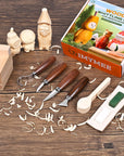Wood Whittling Kit for Beginners-Complete Whittling Set with 4Pcs Wood Carving Knives & 8Pcs Basswood Wood Blocks-Perfect Wood Carving Kit Set-Includes Wood Carving Tools for Adults and Kids