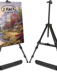 72 Inch Tall Folding Easel Stand for Display, Aluminum Metal Tripod Art Easel Adjustable Height from 22 to 72 - Instant Poster Easels for Painting Canvas - Floor Standing Easel, Black with Bag