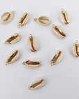 12PCS Golden Natural Shell Pendants Sea Shell Connectors Beach Seashells Cowrie Shell Charms for Jewelry Making